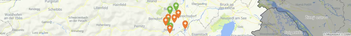 Map view for Pharmacies emergency services nearby Blumau-Neurißhof (Baden, Niederösterreich)